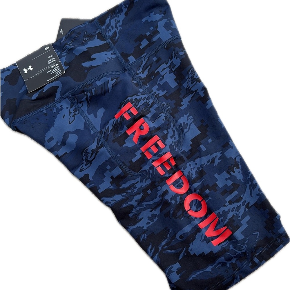 Under Armour patriotic Meridian Freedom Bike Shorts NWT high rise Red S blue